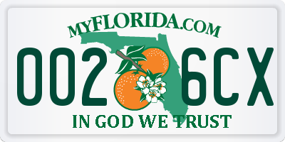FL license plate 0026CX