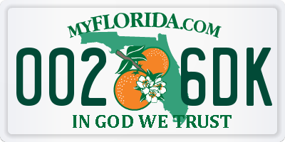 FL license plate 0026DK