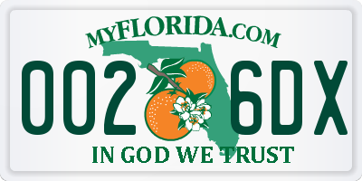 FL license plate 0026DX