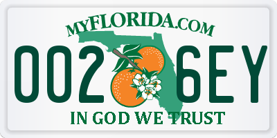 FL license plate 0026EY