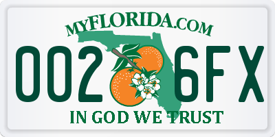 FL license plate 0026FX