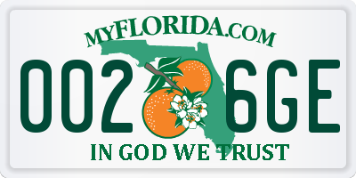 FL license plate 0026GE