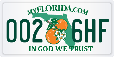 FL license plate 0026HF