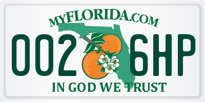 FL license plate 0026HP
