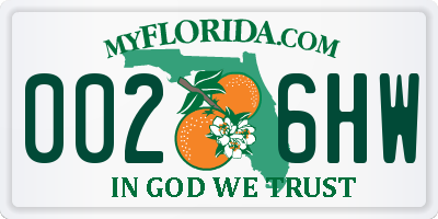 FL license plate 0026HW