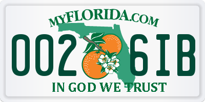 FL license plate 0026IB