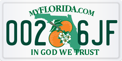 FL license plate 0026JF