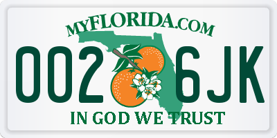 FL license plate 0026JK