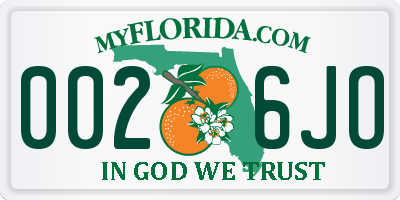 FL license plate 0026JO