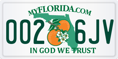 FL license plate 0026JV