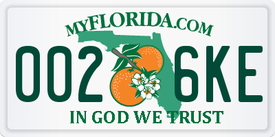 FL license plate 0026KE