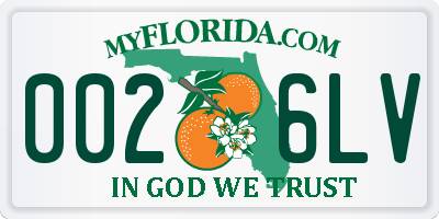 FL license plate 0026LV