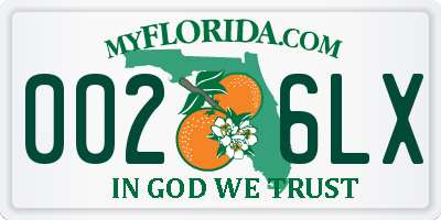 FL license plate 0026LX