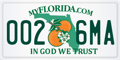 FL license plate 0026MA