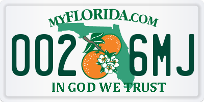 FL license plate 0026MJ