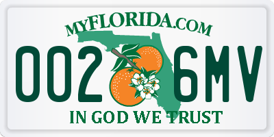 FL license plate 0026MV