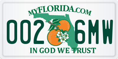 FL license plate 0026MW