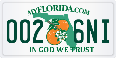 FL license plate 0026NI
