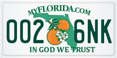 FL license plate 0026NK