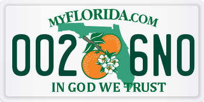 FL license plate 0026NO