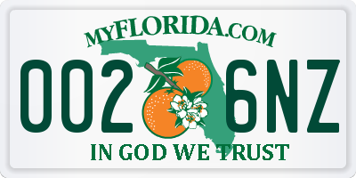 FL license plate 0026NZ