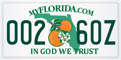 FL license plate 0026OZ