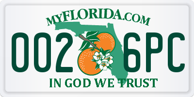 FL license plate 0026PC