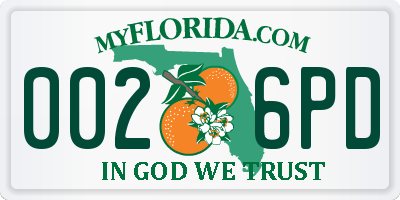 FL license plate 0026PD