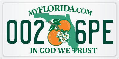 FL license plate 0026PE