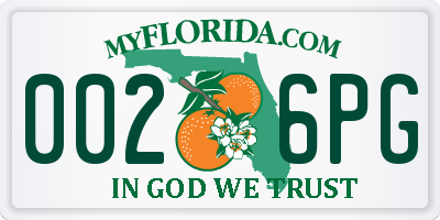 FL license plate 0026PG