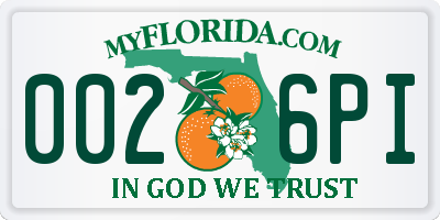FL license plate 0026PI