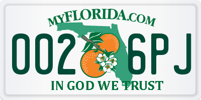 FL license plate 0026PJ