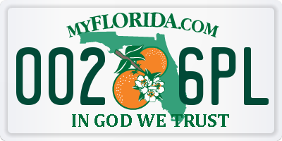 FL license plate 0026PL