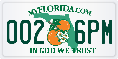 FL license plate 0026PM