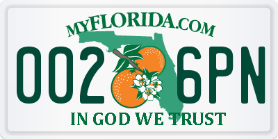 FL license plate 0026PN