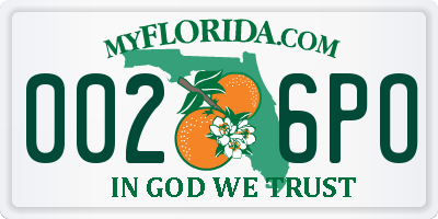 FL license plate 0026PO