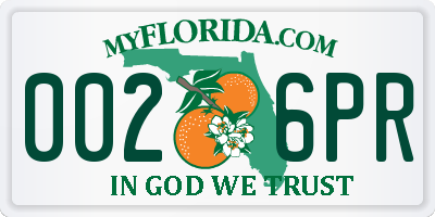 FL license plate 0026PR