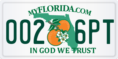FL license plate 0026PT