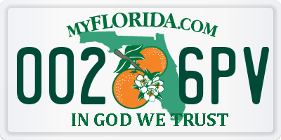 FL license plate 0026PV