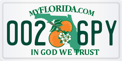 FL license plate 0026PY