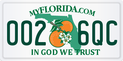 FL license plate 0026QC