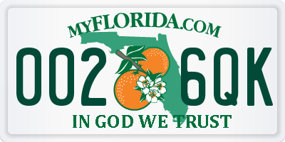 FL license plate 0026QK