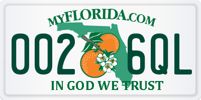 FL license plate 0026QL
