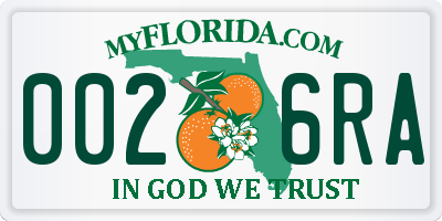 FL license plate 0026RA