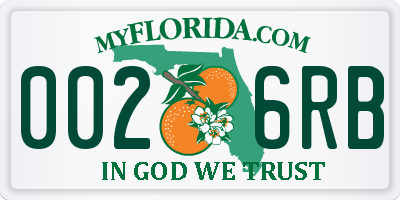 FL license plate 0026RB