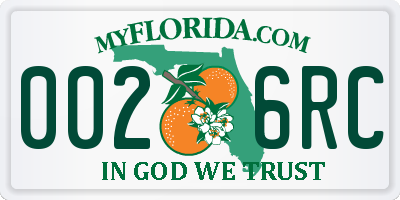 FL license plate 0026RC