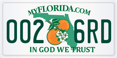 FL license plate 0026RD