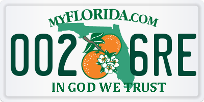 FL license plate 0026RE