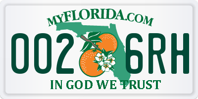 FL license plate 0026RH