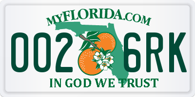 FL license plate 0026RK